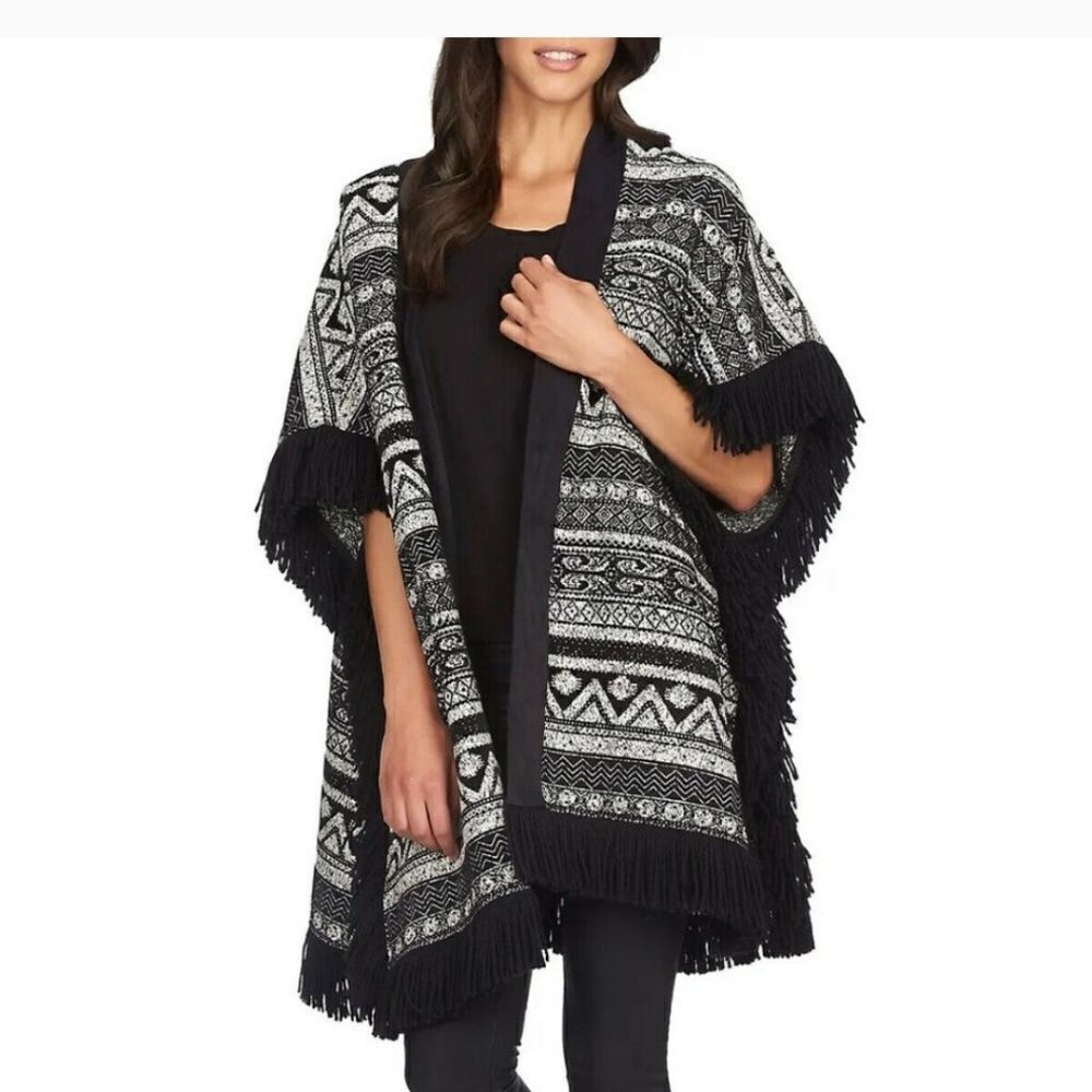 Sweater Jacket Womens Open Front Cardigan Boho Cape XS NWT